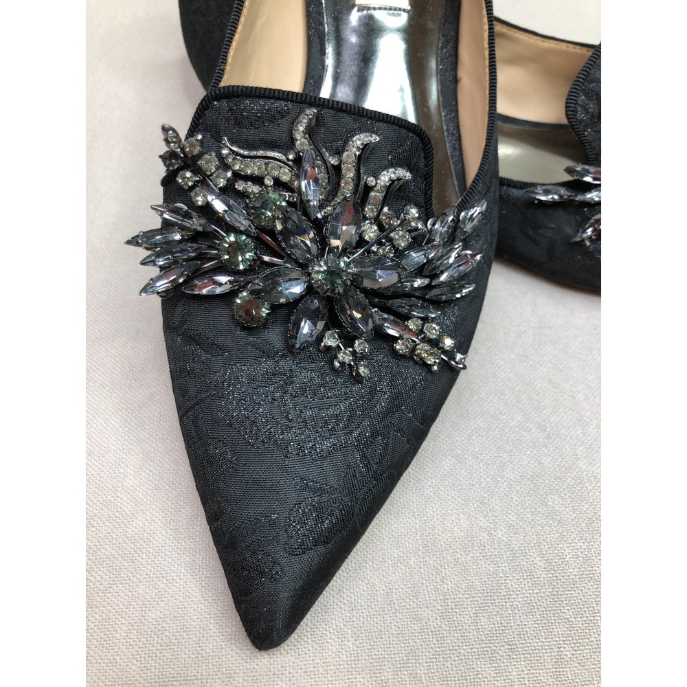 Badgley Mischka Women’s Mandy Loafer Flat , Black Jacquard, Rhinestones, Sz 5.5 - Picture 2 of 6